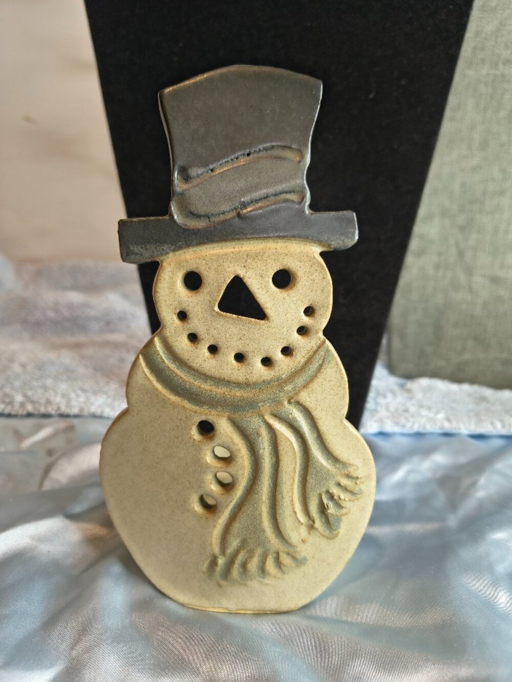 Pottery Snowman Candle Holder